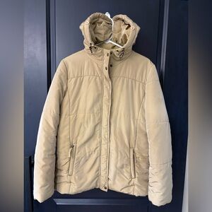 FIOCCHI ITALY CLASSIC Tan Puffer Coat Jacket with Hood  ***missing fur trim